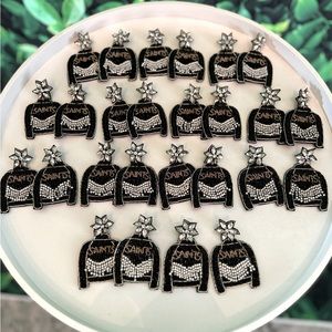 New Orleans Saints Black Jacket Sparkle Earrings